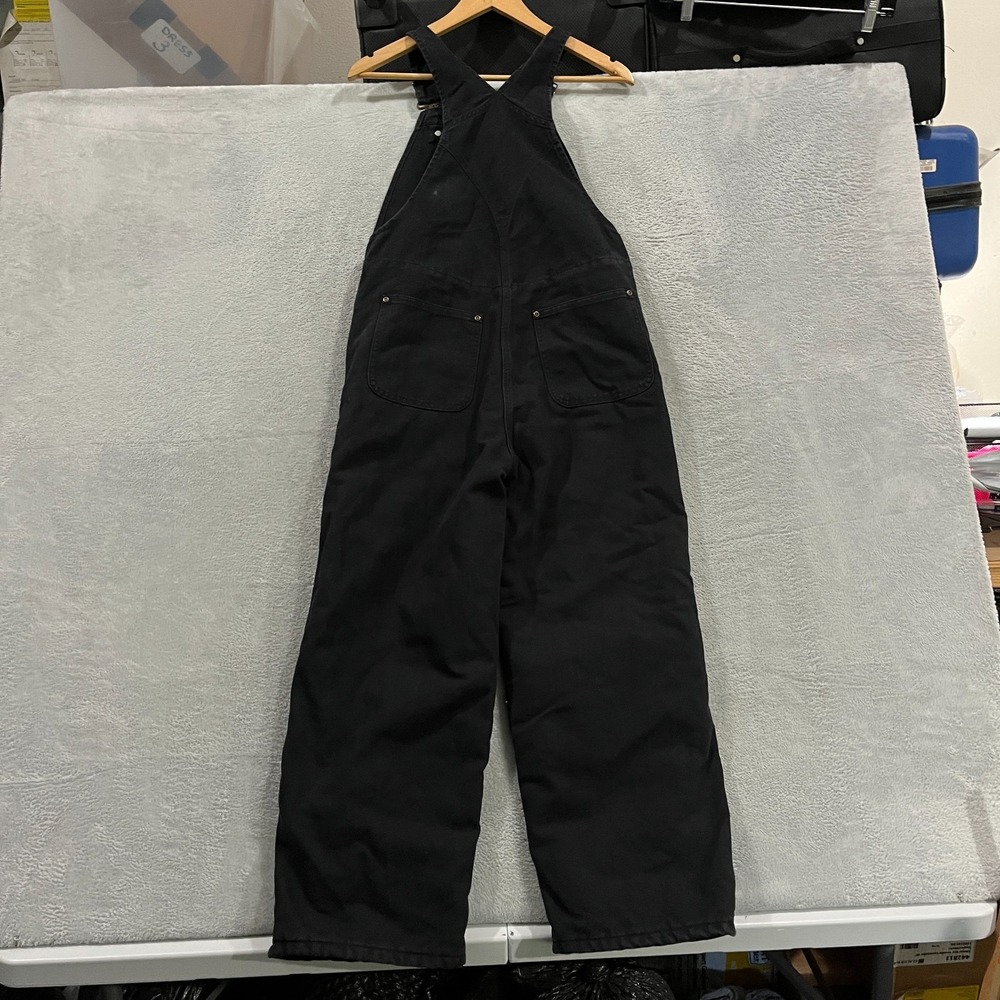 CARHARTT  Black Duck Bib Overalls Double Knee Quilted Womens 12  Insulated 90s - Picture 2 of 9